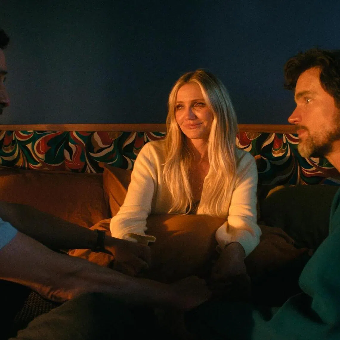 (From left) Keanu Reeves, Cameron Diaz and Matt Bomer in Outcome.