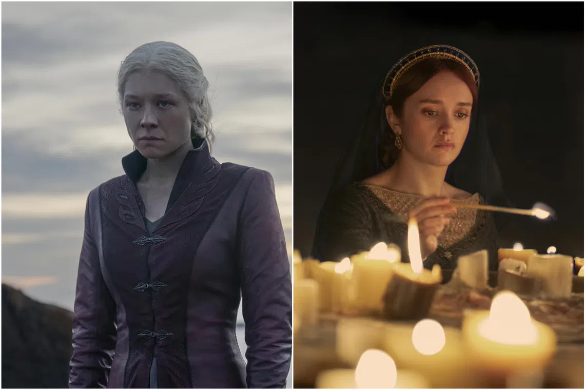 Emma D'Arcy (left) plays Rhaenyra Targaryen while Olivia Cooke (right) plays Alicent Hightower in House Of The Dragon 2.