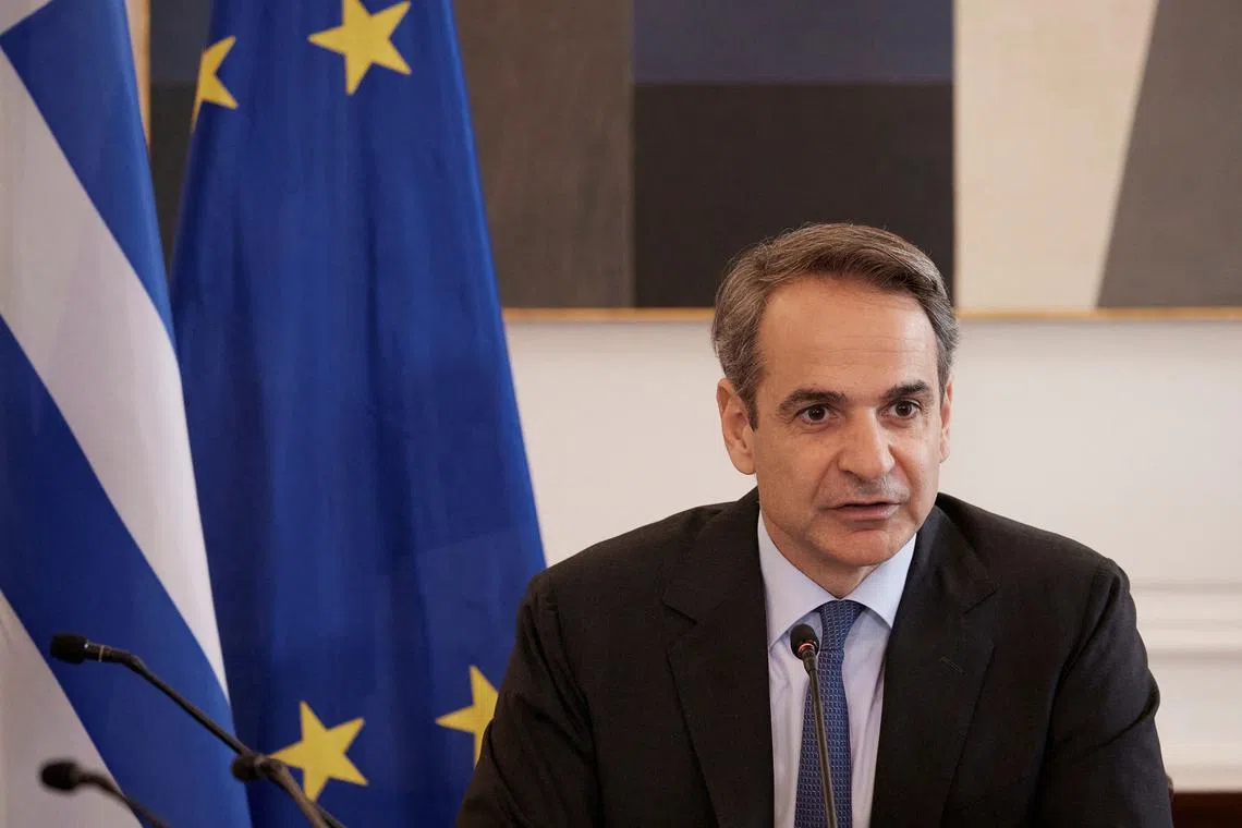 Greek Prime Minister Kyriakos Mitsotakis leads a cabinet meeting at the Maximos Mansion in Athens, Greece, on March 28, 2023. 