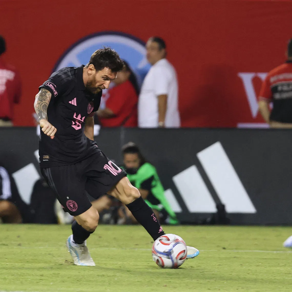 FILE PHOTO: Sep 9, 2026; Chicago, Illinois, USA;  Inter Miami forward Lionel Messi (10) takes a shot on goal during the second half against Chicago Fire at Soldier Field.  Mandatory Credit: Talia Sprague-Imagn Images/File Photo