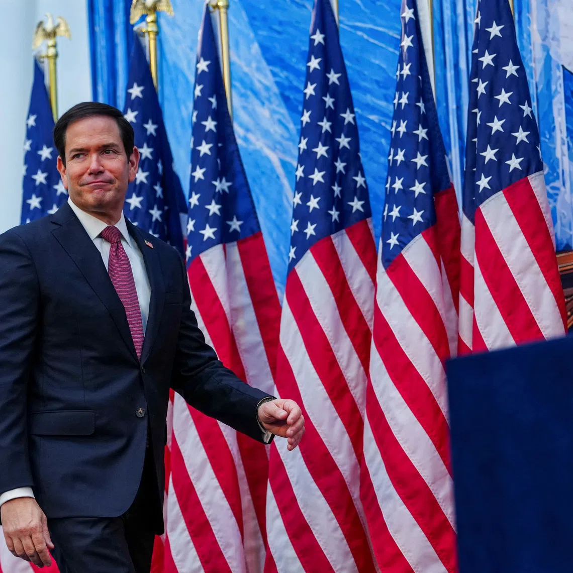 U.S. Secretary of State Marco Rubio appears on stage at the launch of the Foundry School, a workforce training initiative, at the U.S. Institute of Peace in Washington, D.C., U.S., September 3, 2026. REUTERS/Aaron Schwartz