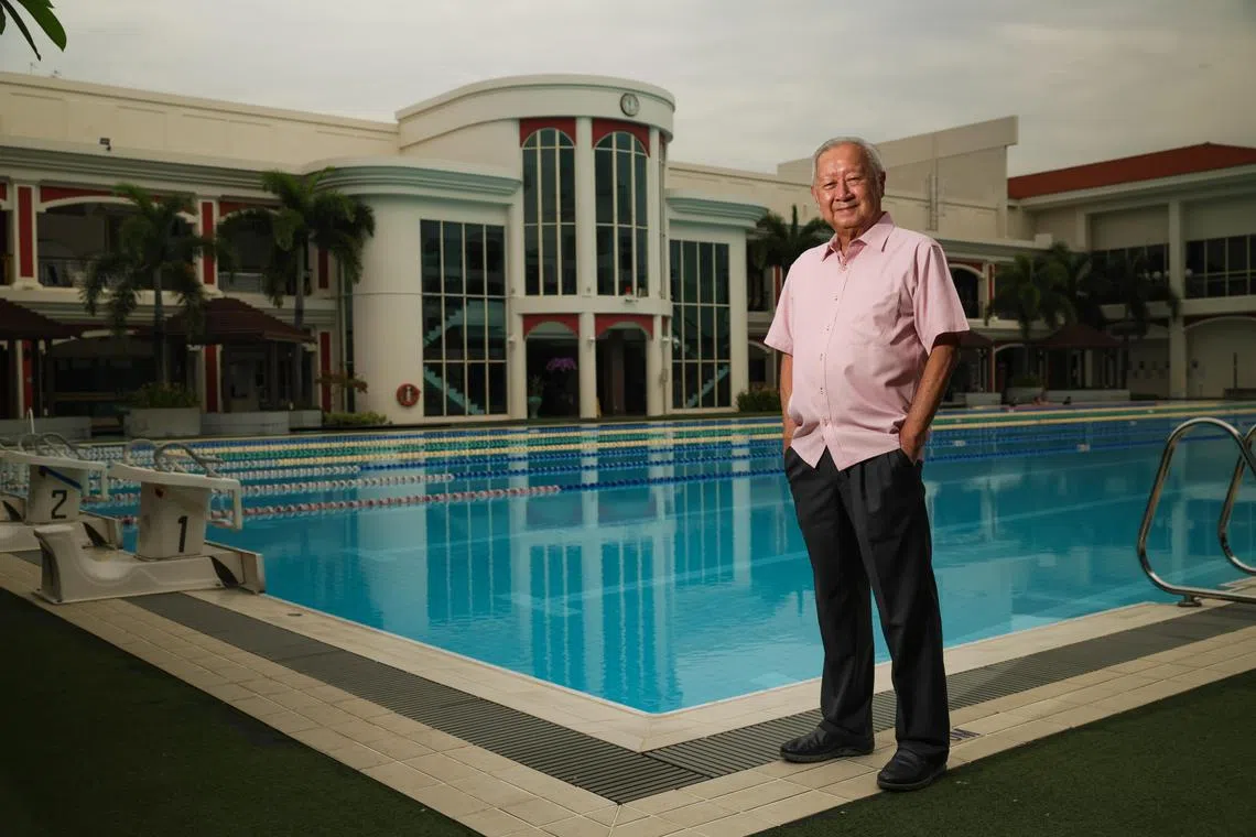 Profile of Mr Koh Seow Chuan, 85, Pioneer architect and founder of DP Architects photograph at Singapore Swimming Club, on Aug 21, 2024.