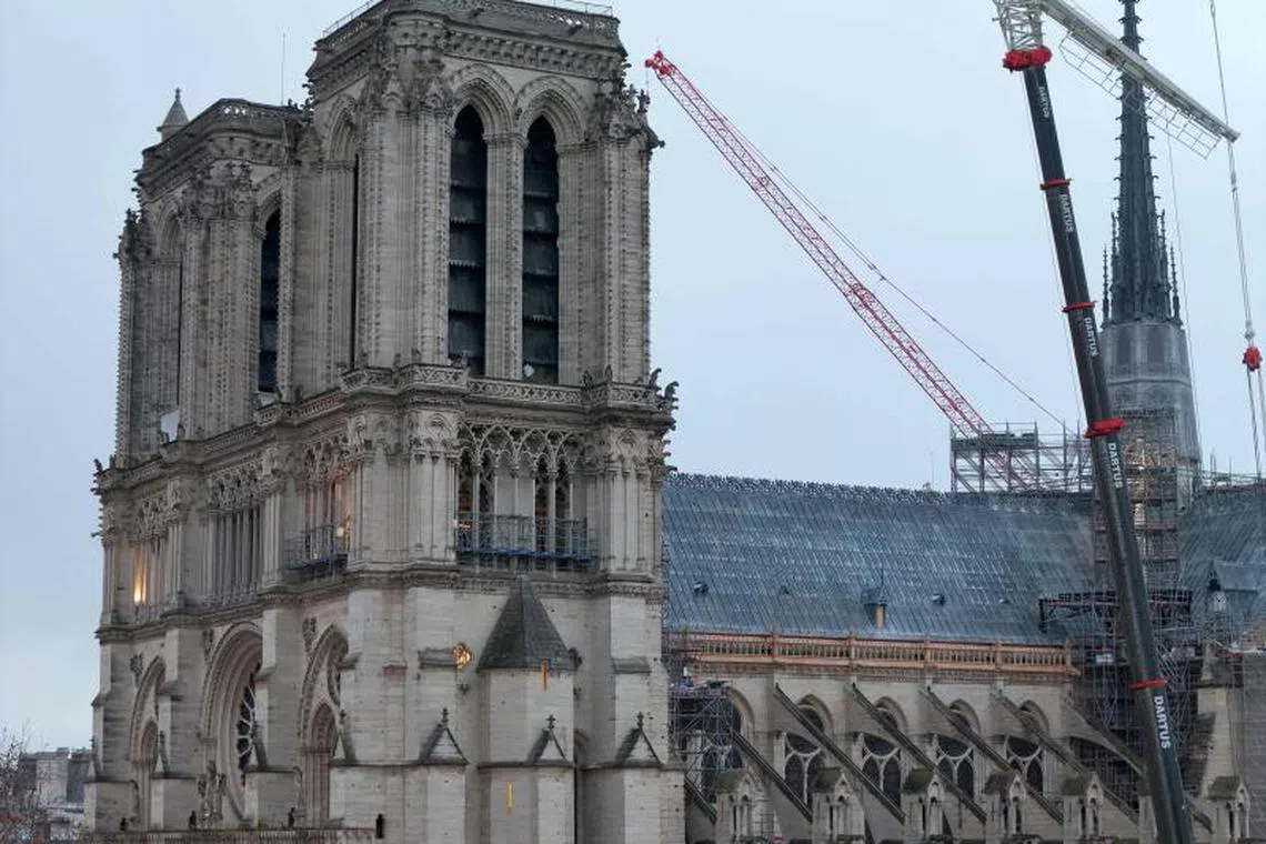 This aerial picture, taken on Nov 22, 2024 shows Notre Dame de Paris cathedral a few days before its reopening. The Notre-Dame Cathedral is set to re-open early December 2024, after a fire tore through the monument in 2019.