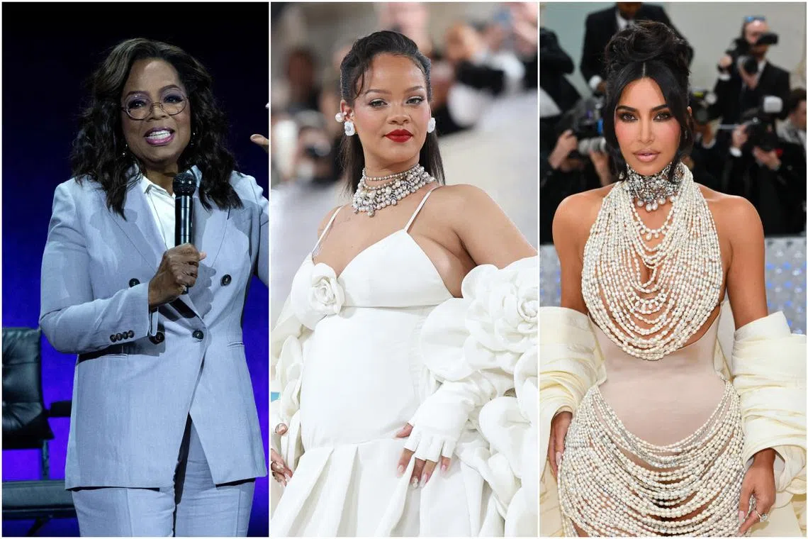 (From left) Oprah Winfrey, Rihanna, Kim Kardashian.