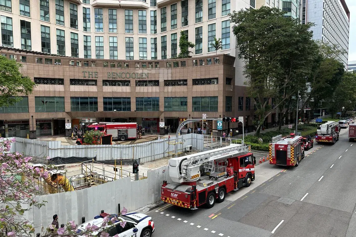 About 100 people were evacuated after a fire in an 11th floor unit at The Bencoolen on April 15.