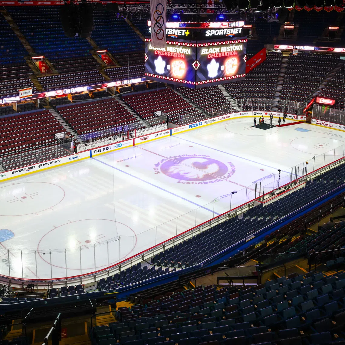 FILE PHOTO: Feb 2, 2026; Calgary, Alberta, CAN; General view of the arena prior to the game between the Calgary Flames and the Toronto Maple Leafs at Scotiabank Saddledome. Mandatory Credit: Sergei Belski-Imagn Images/File Photo