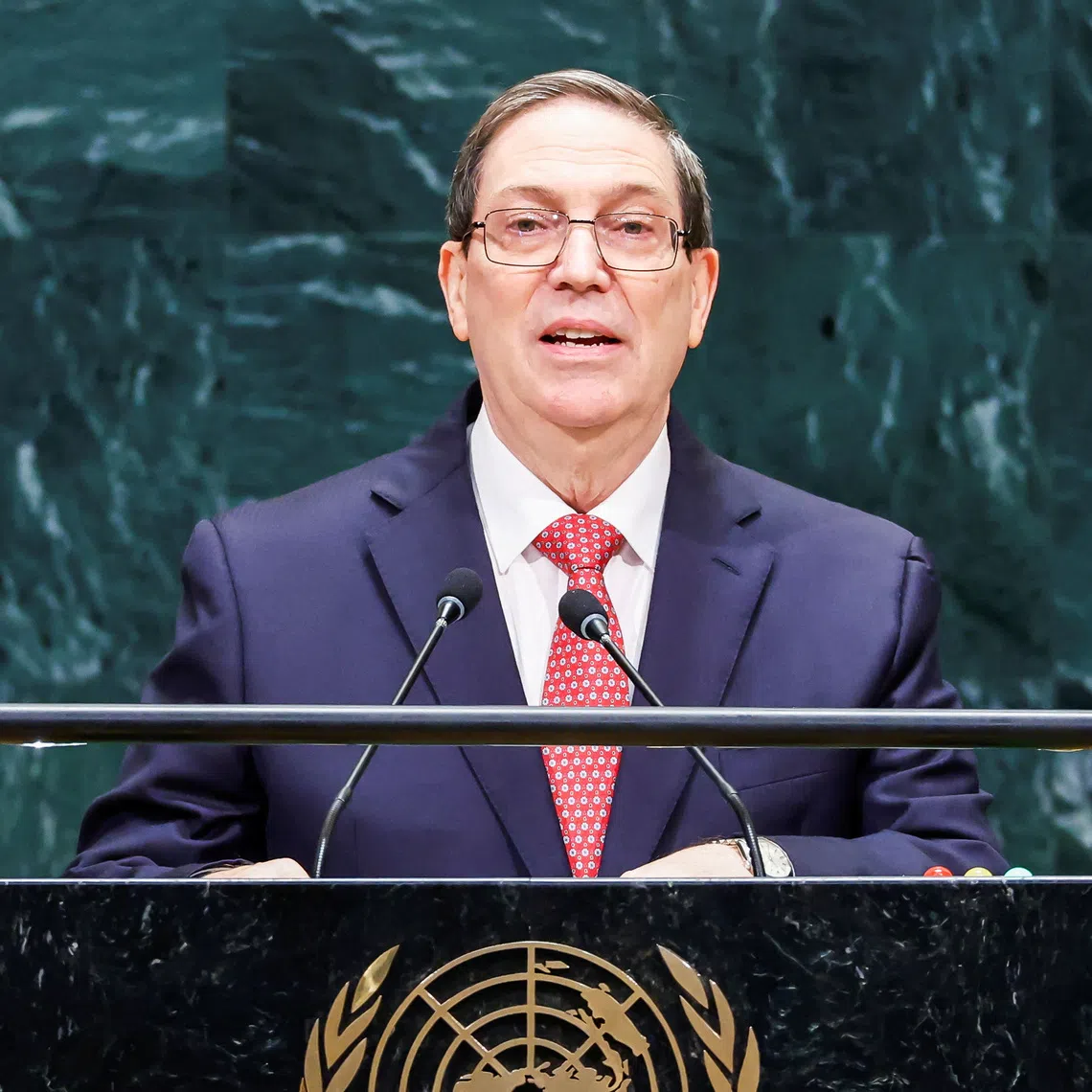 Cuban Foreign Minister Bruno Rodriguez Parrilla addresses the 81st United Nations General Assembly at UN headquarters in New York City, US, September 26, 2026. REUTERS/Eduardo Munoz