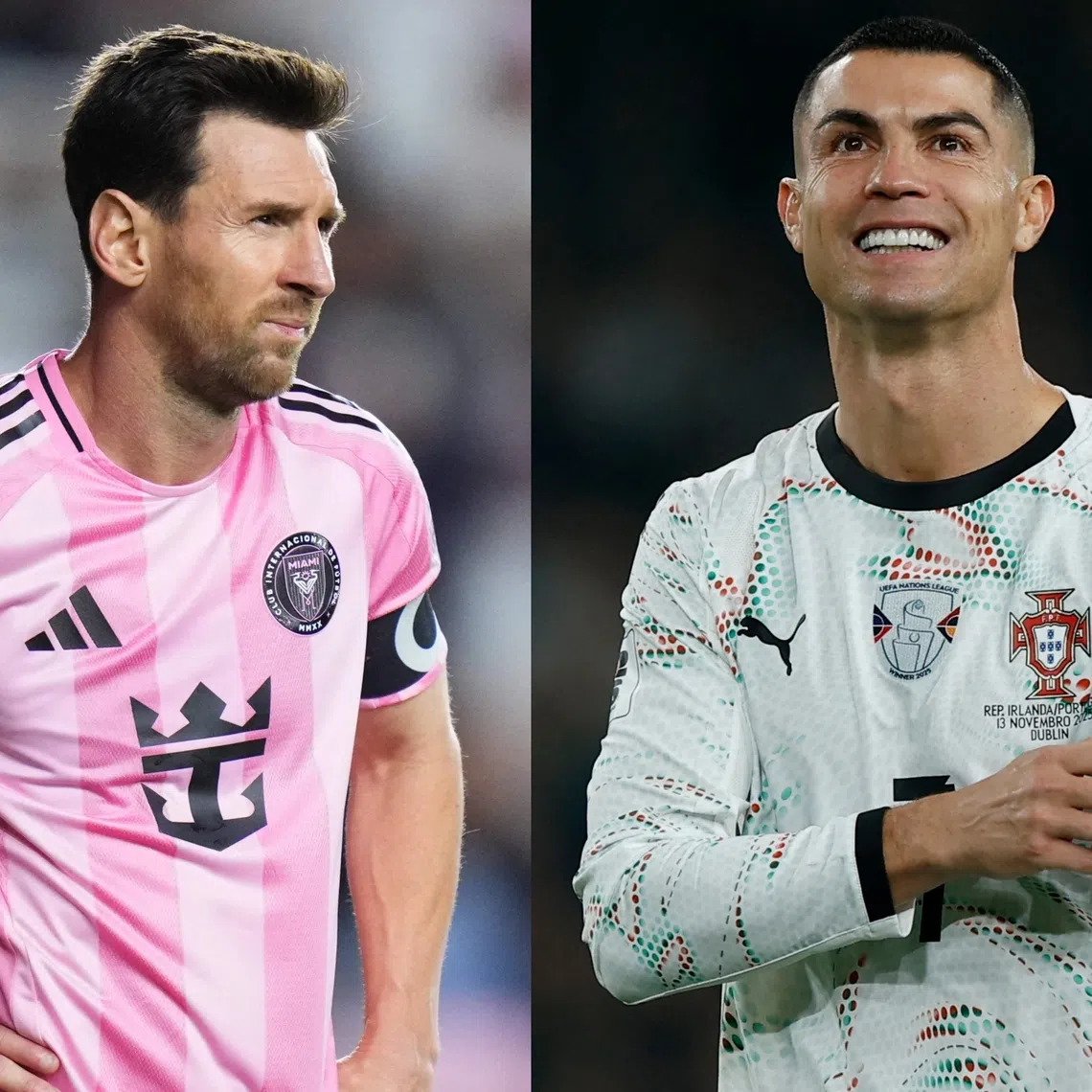 Lionel Messi (left) and Cristiano Ronaldo have each scored more than 800 goals for club and country.