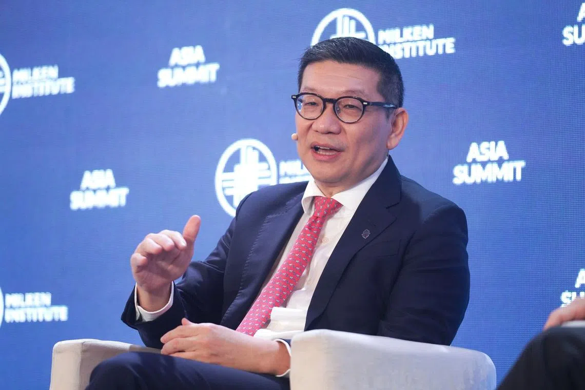 GIC chief executive Lim Chow Kiat speaking during the Milken Institute Asia Summit on Sept. 13, 2023.