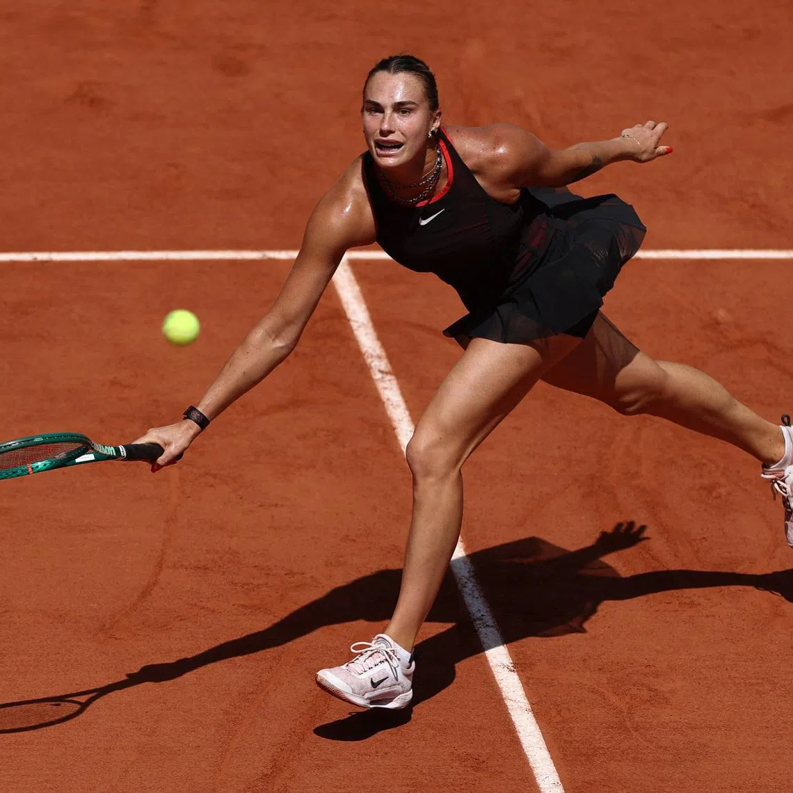 Tennis - French Open - Roland Garros, Paris, France - May 30, 2026 Belarus' Aryna Sabalenka in action during her third round match against Australia's Daria Kasatkina REUTERS/Stephane Mahe