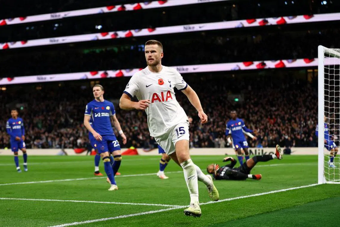 FILE PHOTO: Soccer Football - Premier League - Tottenham Hotspur v Chelsea - Tottenham Hotspur Stadium, London, Britain - November 6, 2023 Tottenham Hotspur's Eric Dier celebrates scoring their second goal before it is disallowed Action Images via Reuters/Matthew Childs/File Photo