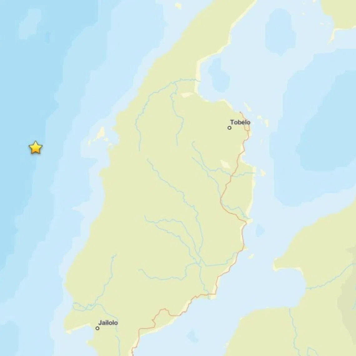 The jolt struck at a depth of 120km, around 58km west of Tobelo, in North Maluku province at 11.31am local time.
