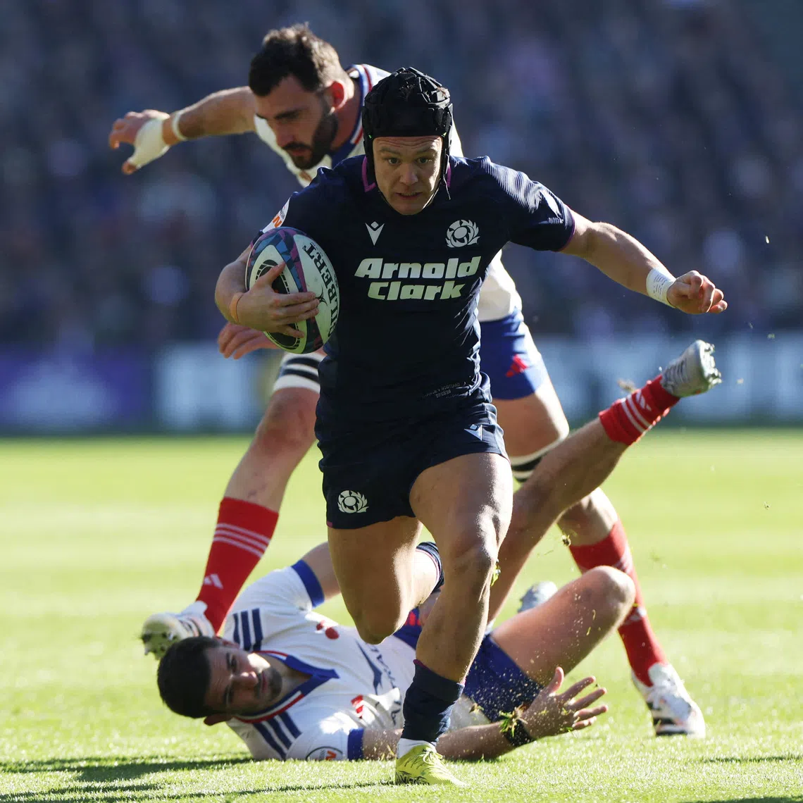 FILE PHOTO: Rugby Union - Six Nations Championship - Scotland v France - Murrayfield Stadium, Edinburgh, Scotland, Britain - March 7, 2026 Scotland's Darcy Graham scores their first try REUTERS/Russell Cheyne/File Photo