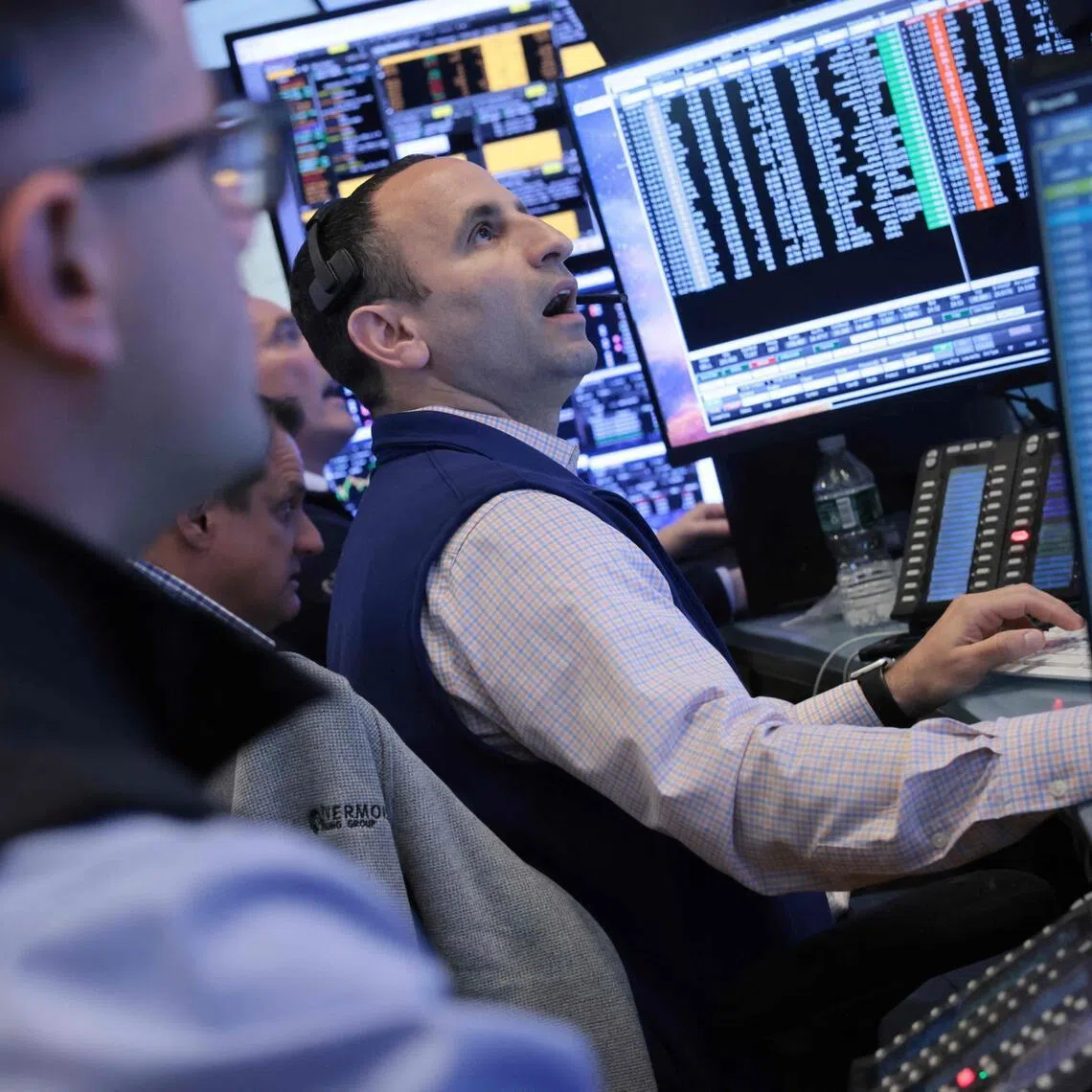 Traders working on the floor of the New York Stock Exchange, in New York City.