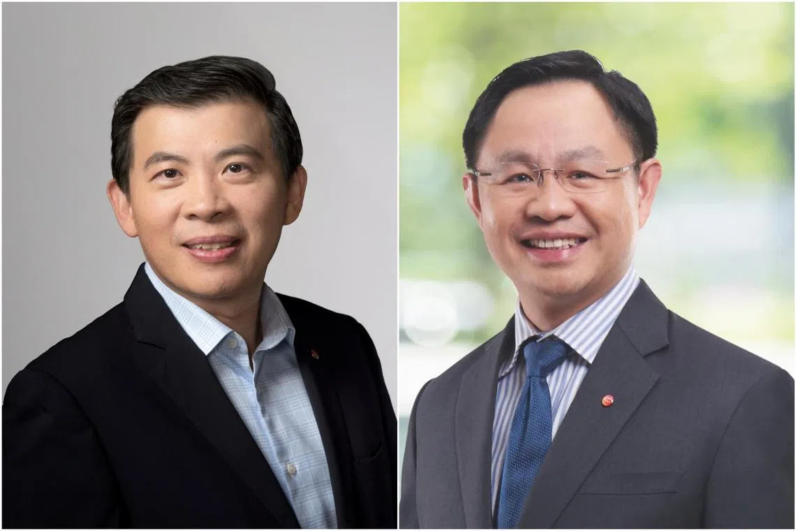 Chief executive of Changi Airport Group (CAG) Lee Seow Hiang (left) will step down from his role on July 1. CAG’s executive VP for airport development Yam Kum Weng has been named his successor.