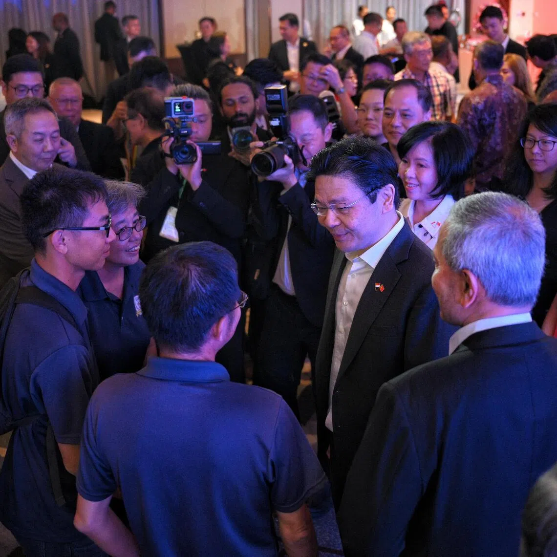 Prime Minister Lawrence Wong speaking to Singaporeans based in Timor-Leste during an overseas Singaporean reception in Dili on July 2.