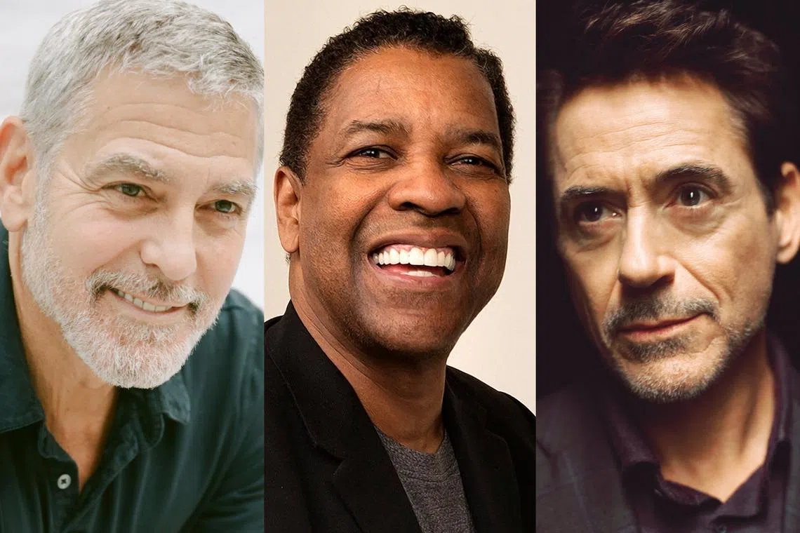 Soon to be hitting the Broadway stage are Hollywood stars (from left) George Clooney, Denzel Washington and Robert Downey Jr.