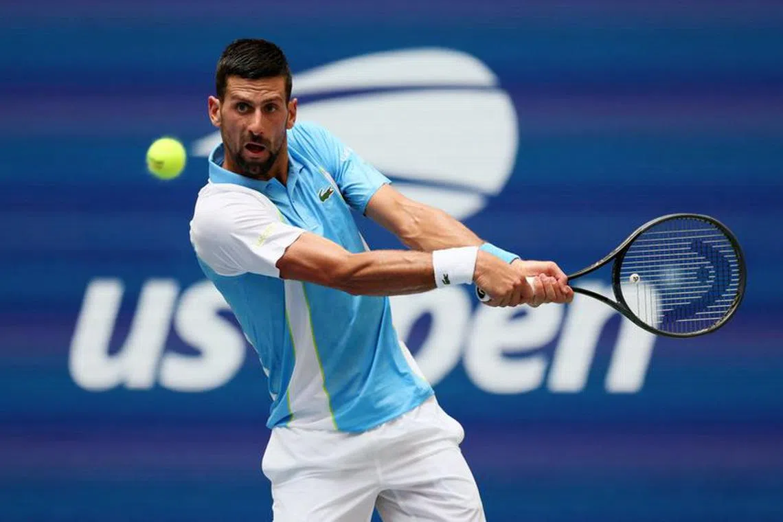 Tennis - U.S. Open - Flushing Meadows, New York, United States - September 5, 2023 Serbia's Novak Djokovic in action during his quarter final match against Taylor Fritz of the U.S. REUTERS/Brendan Mcdermid