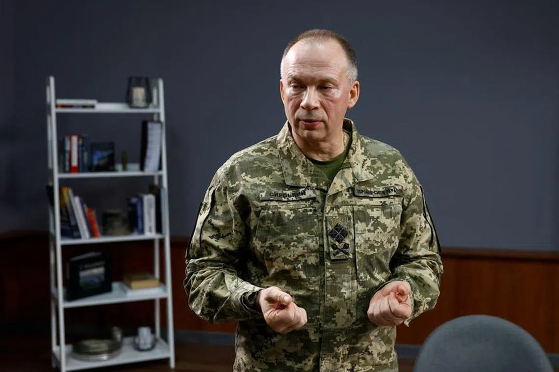 Colonel general Oleksandr Syrskyi, Commander of the Ukrainian Ground Forces, attends an interview with Reuters, amid Russia's attack on Ukraine, in Kharkiv region, Ukraine January 12, 2024. REUTERS/Valentyn Ogirenko