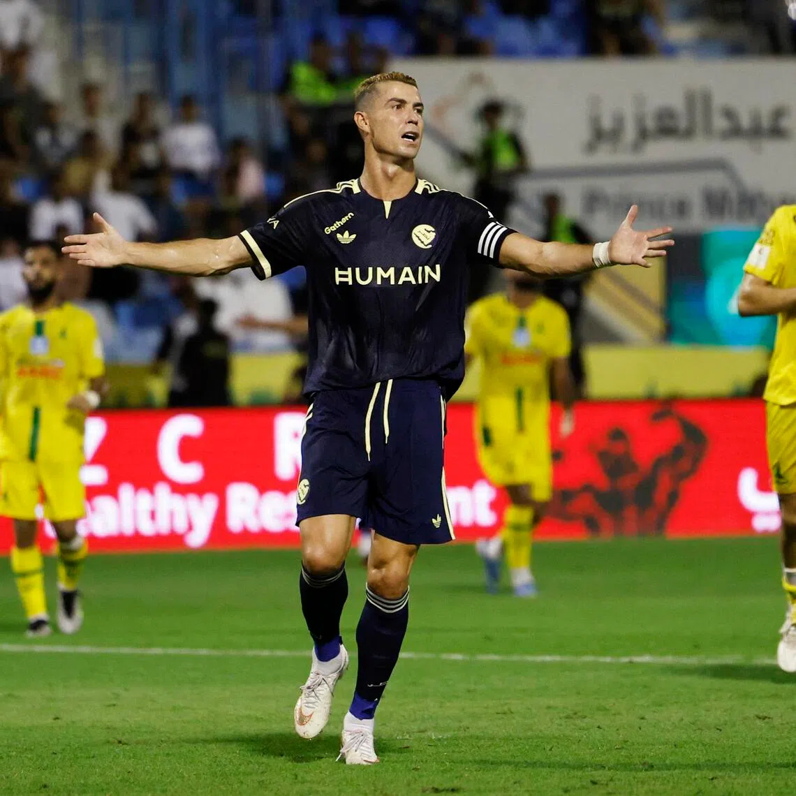 Soccer Football - Saudi Pro League - Al Khaleej v Al Nassr - Prince Mohammed bin Fahd Stadium, Dammam, Saudi Arabia - September 12, 2026
Al Nassr's Cristiano Ronaldo reacts REUTERS/Hamad I Mohammed
