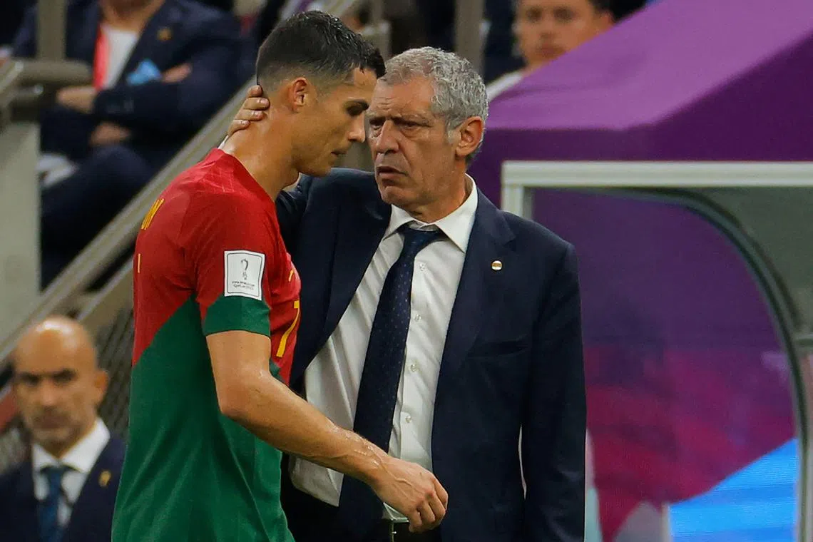 Santos started with Portugal’s all-time record goalscorer, Cristiano Ronaldo, on the substitutes’ bench against Morrocco.