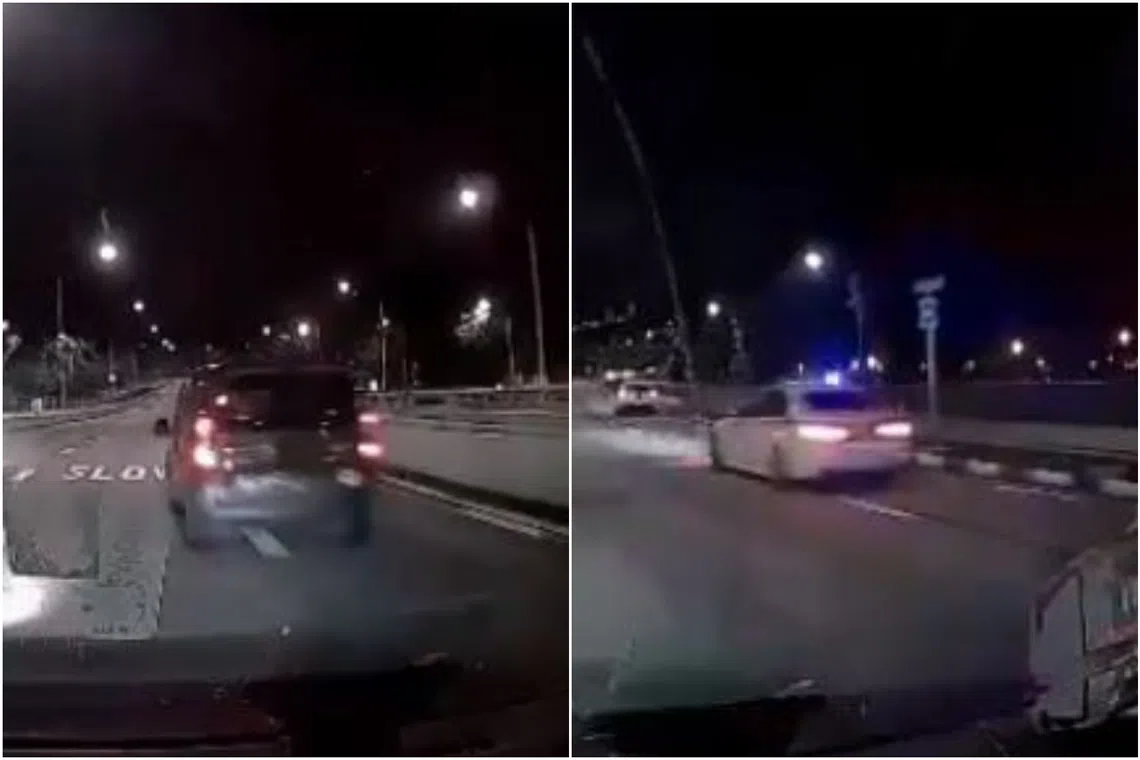 The late-night car chase on Thursday involved at least five traffic police motorcycles and a police car.