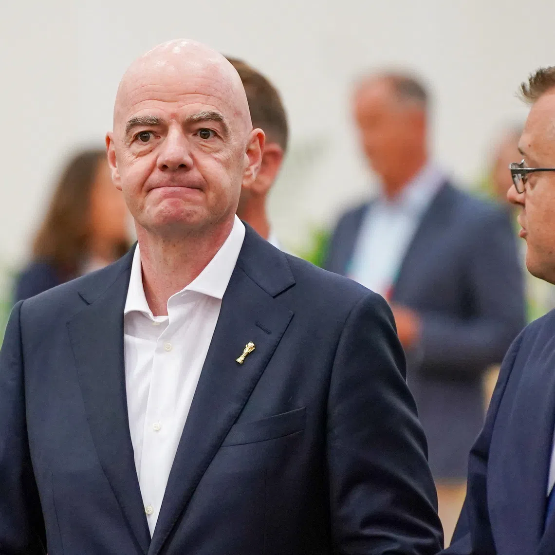FILE PHOTO: Jun 1, 2026; Dallas, Texas, USA; FIFA President Gianni Infantino makes his way to the stage during the grand opening of the 2026 FIFA World Cup international broadcast center at Kay Bailey Hutchison Convention Center. Mandatory Credit: Raymond Carlin III-Imagn Images/ File Photo
