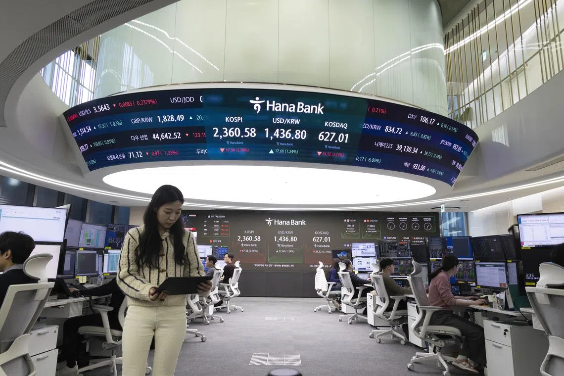 From Dec 4 to Dec 6, South Korea’s main stock market index Kospi lost 57 trillion won (S$53.3 billion).