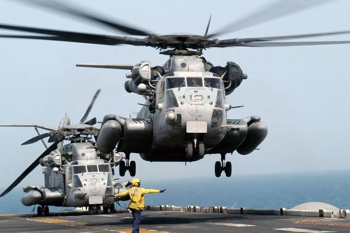 The US Marines Corps helicopter that crashed on Feb 6 was a CH-53E Super Stallion.