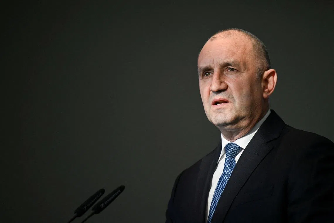FILE PHOTO: Bulgarian Prime Minister Rumen Radev attends a press conference at the Chancellery in Berlin, Germany May 18, 2026. REUTERS/Annegret Hilse/File Photo