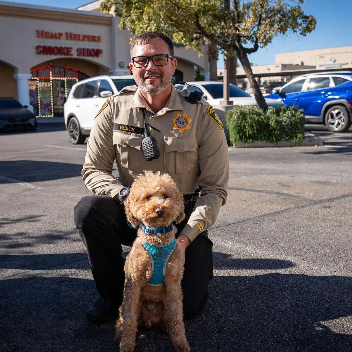 The officer who adopted JetBlue, Mr Skeeter Black, and his family had been looking for a dog since September 2025.