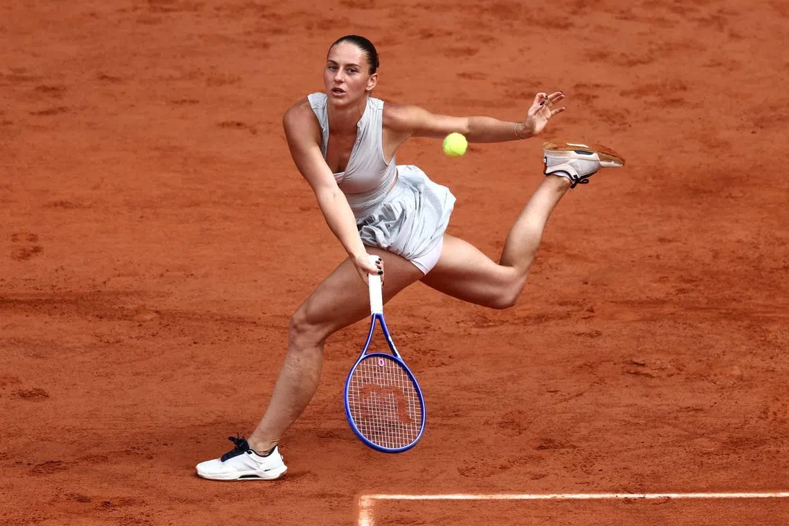 Tennis - French Open - Roland Garros, Paris, France - May 31, 2026 Ukraine's Marta Kostyuk in action during her fourth round match against Poland's Iga Swiatek REUTERS/Stephane Mahe