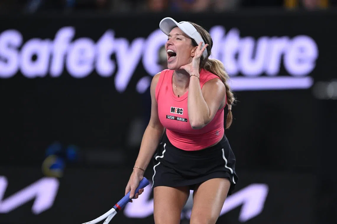 Danielle Collins sarcastically thanked hecklers in the crowd for “paying my bills”, after she defeated home player Destanee Aiava in three tense sets at the Australian Open on Jan 16. The 31-year-old American also blew kisses to the fiercely partisan crowd, cupped her ear and pointed to her backside.