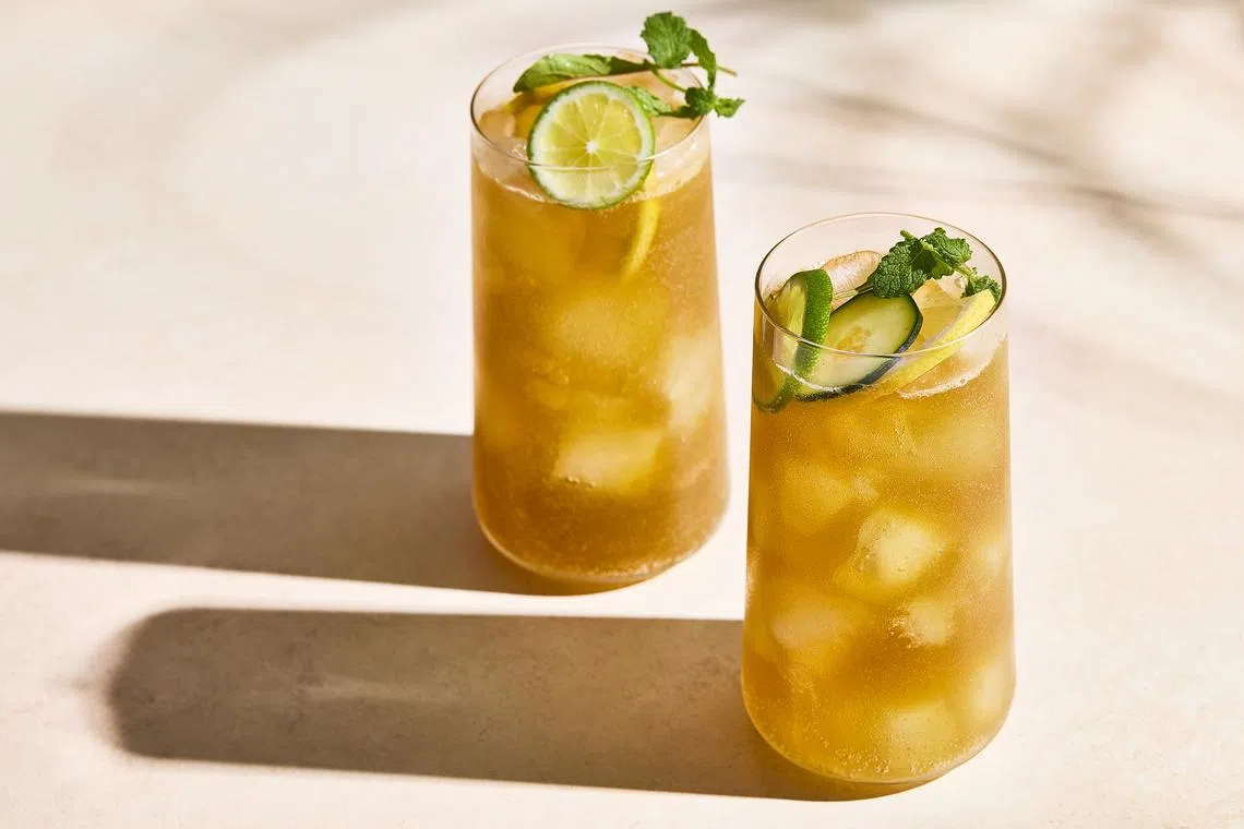 Arugula-mint Pimm’s Cup cocktail.