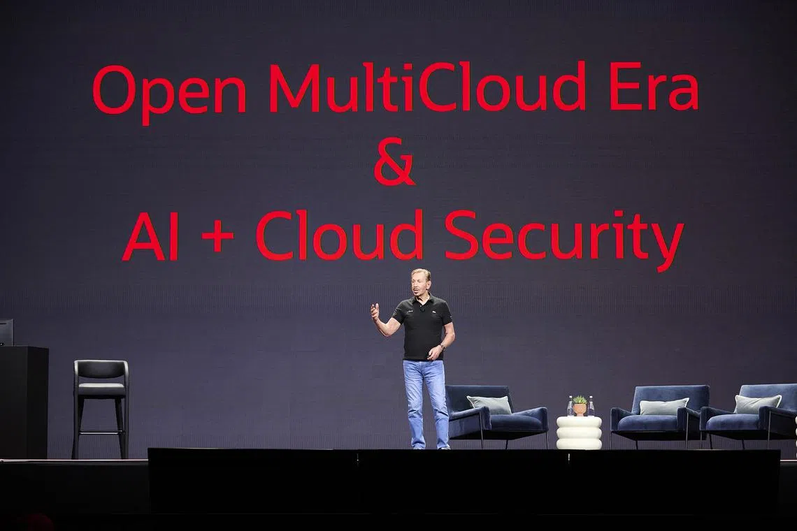 azoracle12 - Oracle Corporation executive chairman and chief technology officer Larry Ellison delivering his keynote address on Sept 11, 2024 at the Oracle CloudWorld event, held at the Venetian Convention & Expo Center in Las Vegas. 

Credit: Oracle