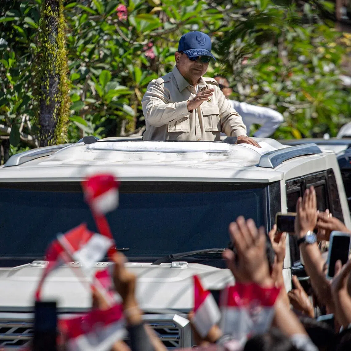 Indonesia's President Prabowo Subianto visits a school at Tabanan in Bali on June 7. 