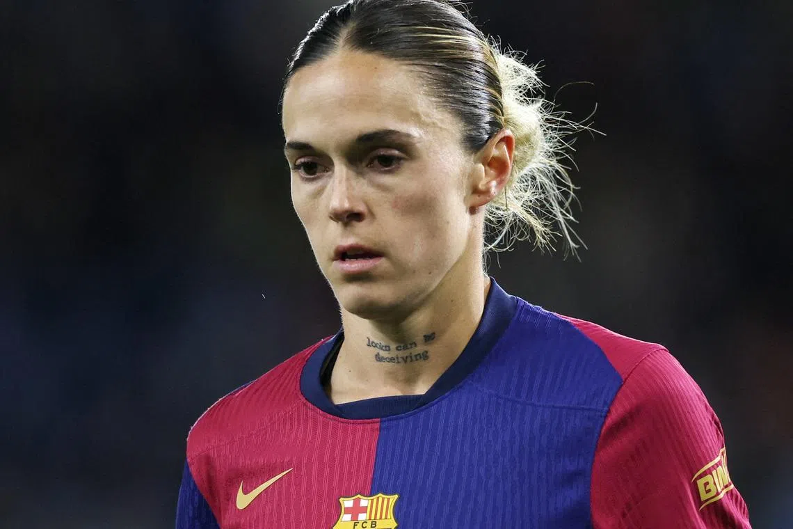 FILE PHOTO: Soccer Football - Women's Champions League - Group D - Manchester City v FC Barcelona - Manchester City Academy Stadium, Manchester, Britain - October 9, 2024 FC Barcelona's Mapi Leon Action Images via Reuters/Lee Smith/File Photo