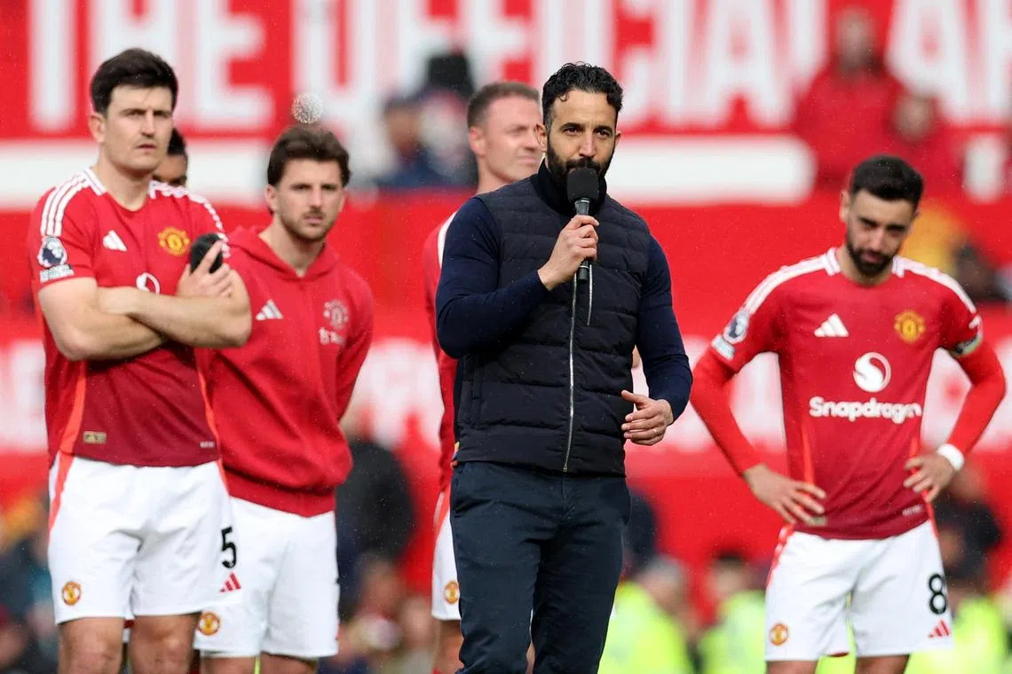 Manager Ruben Amorim apologising to supporters at Old Trafford on May 25 for a “disaster” of a campaign that saw Manchester United finish 15th in the English Premier League and fail to qualify for Europe for just the second time in 35 years.