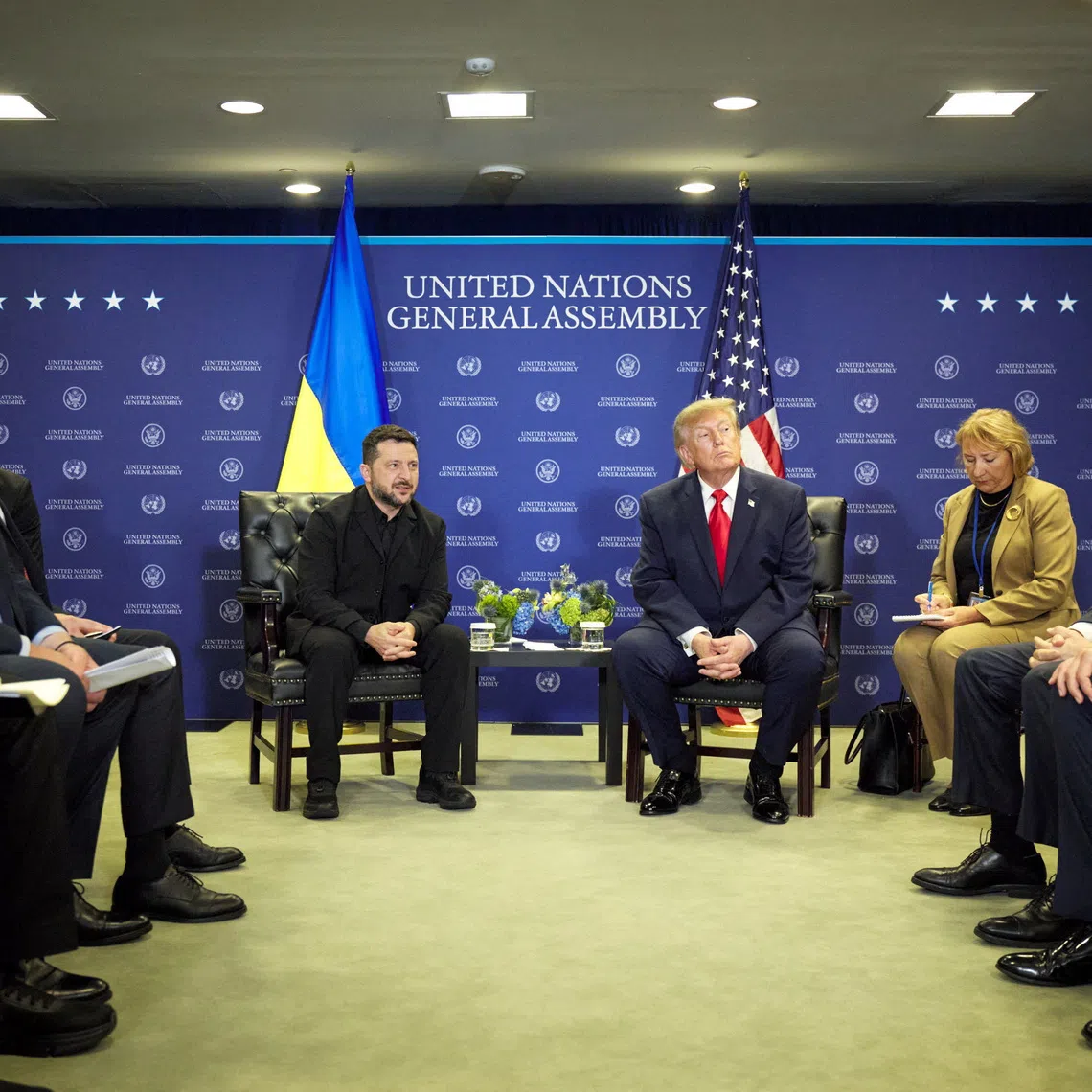 US President Donald Trump and Ukraine's President Volodymyr Zelenskiy meet on the sidelines of the 81st United Nations General Assembly (UNGA) in New York City, US, in this handout released September 22, 2026. Ukrainian Presidential Press Service/Handout via REUTERS ATTENTION EDITORS - THIS IMAGE HAS BEEN SUPPLIED BY A THIRD PARTY.
