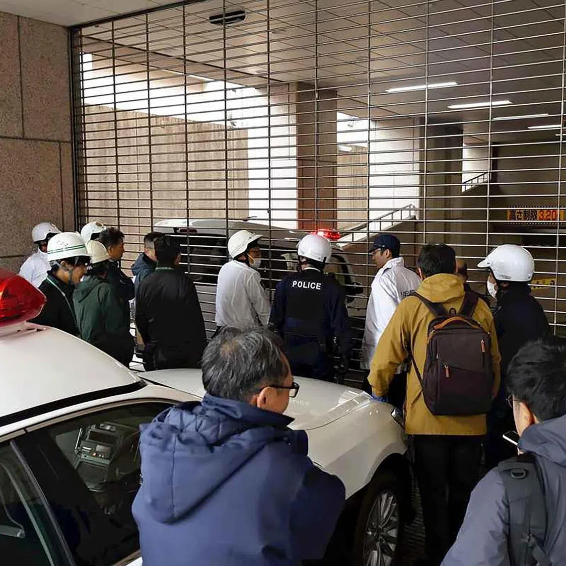 The bear cub entered the parking lot of the Bank of Iwate on Oct 28, 2025.