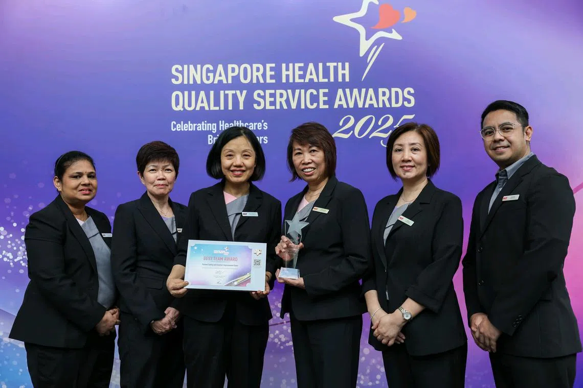 NKF chief nurse Pauline Tan's (third from right) team was one of four that received awards at the 16th Singapore Health Quality Service Awards.