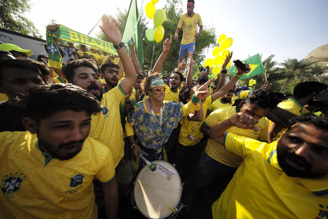 Brazil fans display a Neymar cardboard cut out at the National Museum of Qatar.