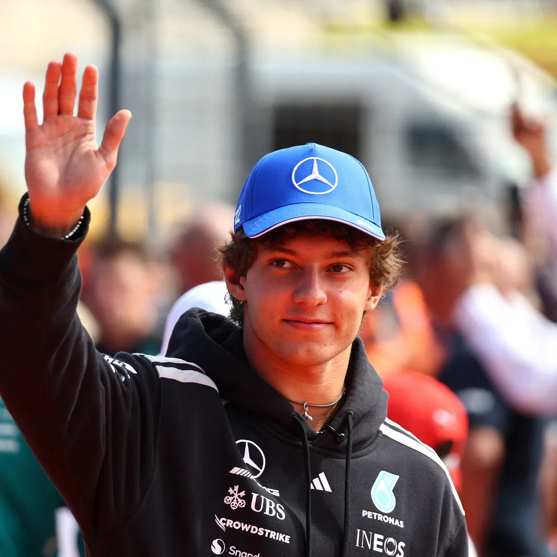 Mercedes’ Kimi Antonelli leads teammate George Russell and Ferrari’s Lewis Hamilton by 59 points in the Drivers’ Championship after 12 rounds.