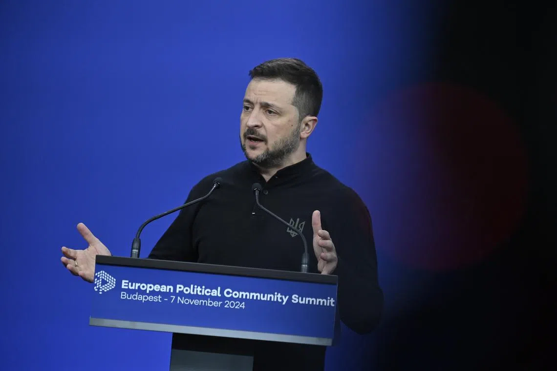 Ukrainian President Volodymyr Zelensky said on Nov 16 he would like to end the war with Russia next year through “diplomatic means”.