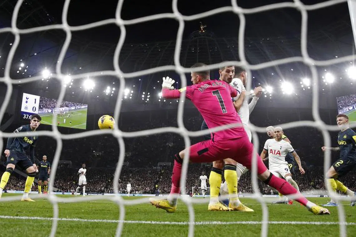 Soccer Football - Premier League - Tottenham Hotspur v Newcastle United - Tottenham Hotspur Stadium, London, Britain - December 10, 2023 Tottenham Hotspur's Richarlison scores their second goal Action Images via Reuters/Paul Childs