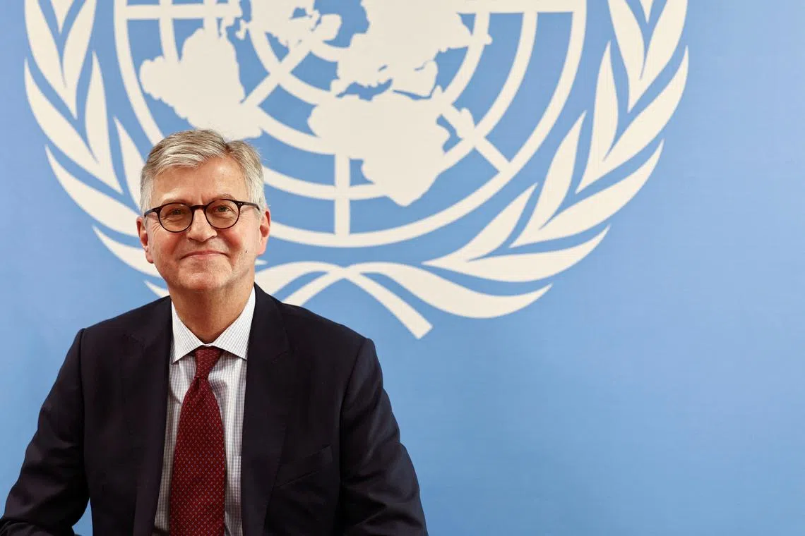Jean-Pierre Lacroix, United Nations Under-Secretary-General for Peacekeeping Operations attends a press conference in Baabda, Lebanon November 14, 2024. REUTERS/Emilie Madi