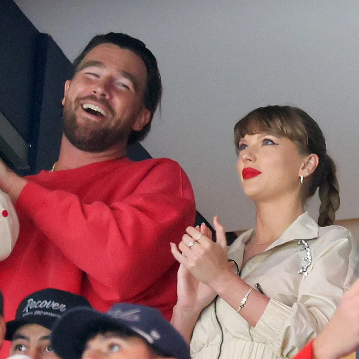 Now that Taylor Swift seems to have found real love and a partner for life in the form of American football player Travis Kelce (left), it is bittersweet, says the writer.