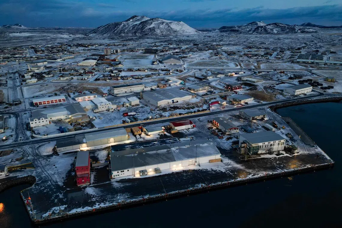 The port of the evacuated Icelandic town of Grindavik after a volcanic eruption in the south of the capital Reykjavik in December.