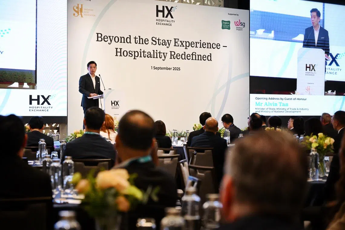 Minister of State for Trade and Industry and National Development Alvin Tan announced the Hotel Industry Digital Plan on Sept 1.