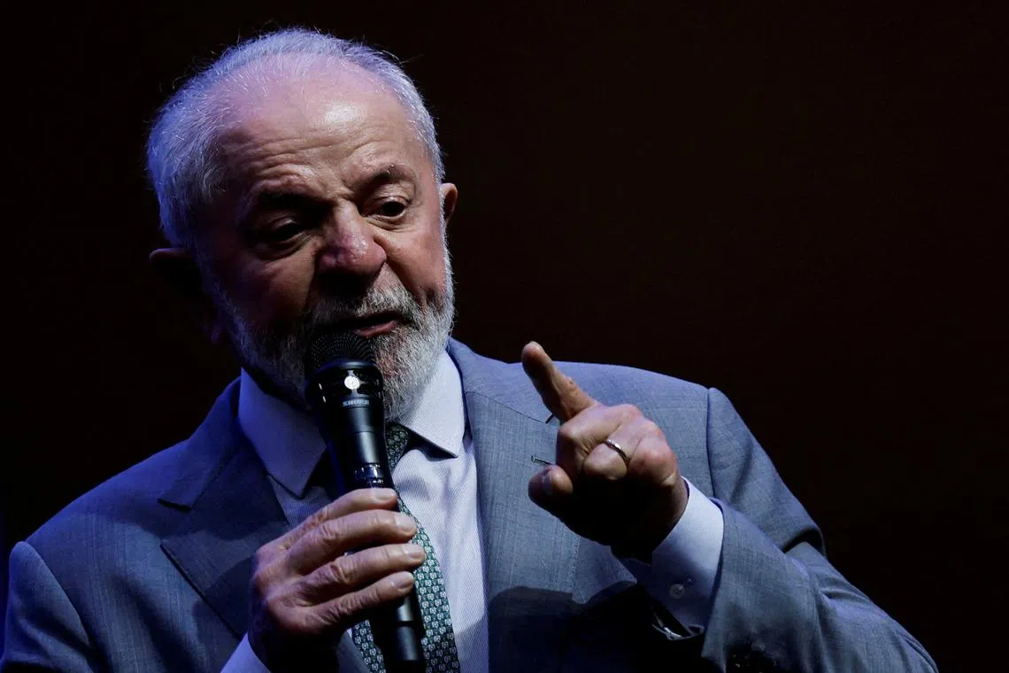 FILE PHOTO: Brazil's President Luiz Inacio Lula da Silva speaks during the National Seal of Commitment to Literacy Award Ceremony in Brasilia, Brazil February 10, 2025. REUTERS/Adriano Machado/File Photo